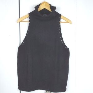 Scoop Black Sleeveless Rhinestone Dressy Layering knit stretch Shell Tank  Sz.XL